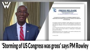 'Storming of US Congress was gross' says PM Rowley