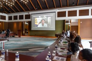 Prime Minister of Barbados – Mia Amor Mottley attended session virtually