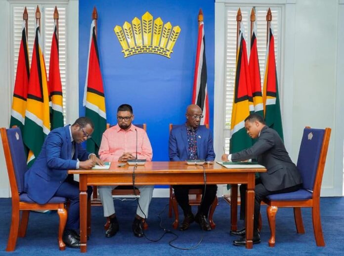 Trinidad PM, Guyana President signs MoU, amid Rowley’s visit