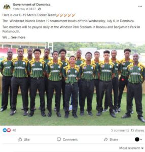 Dominica: PM Roosevelt Skerrit introduces U-19 men’s cricket team for Windward Islands Tournament