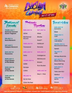 Schedule for Lucian Carnival 2022