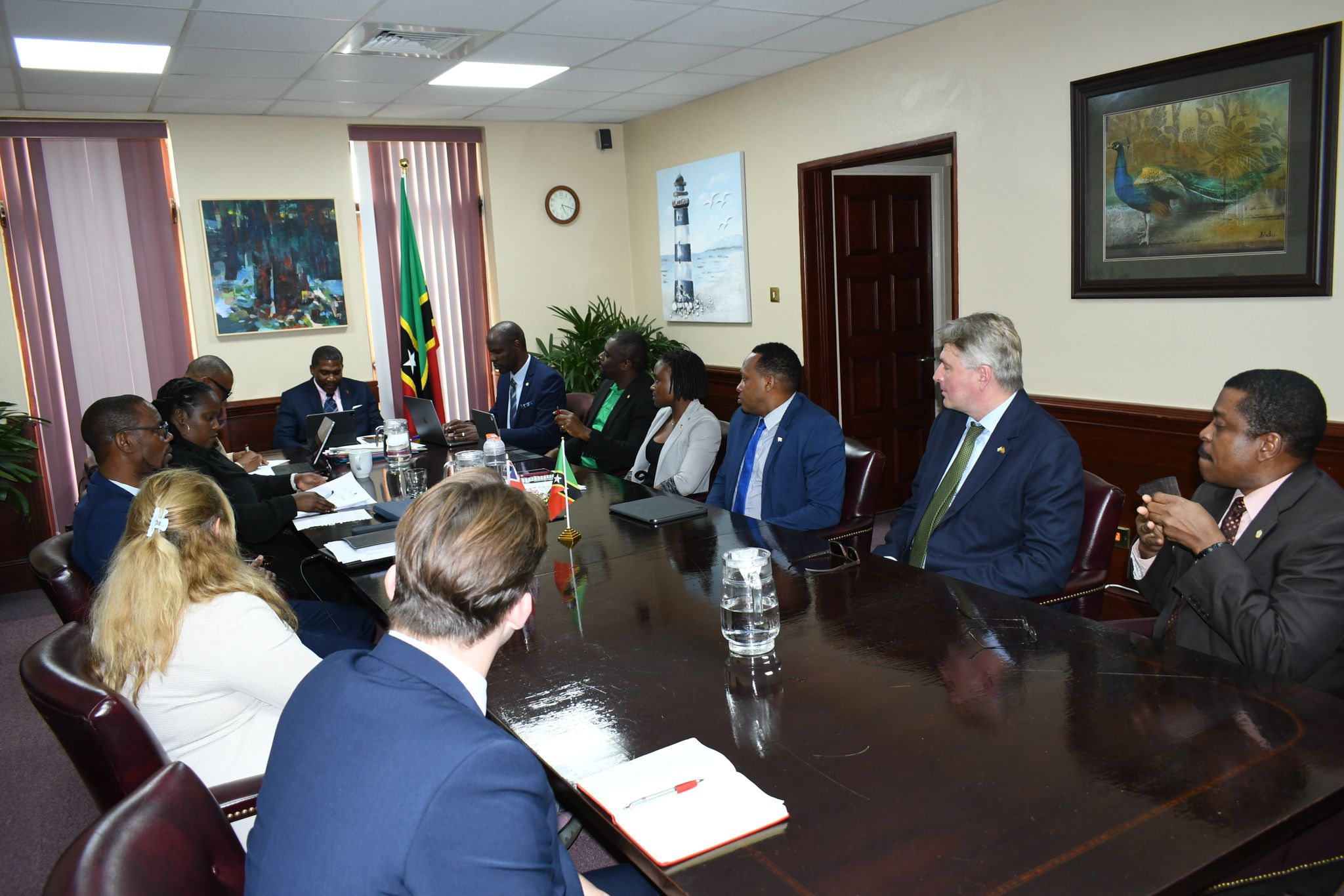 Prime Minister Dr Terrance Drew, interacting with the delegation of All-Party Parliamentary Group (APPG) of St Kitts and Nevis