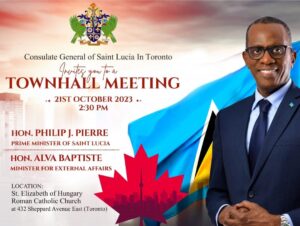 PM Pierre and Alva Baptiste will hold a meeting in town hall to discuss the united goals & concerns of Saint Lucian Community. (Credits-Office of PM Saint Lucia, Facebook)