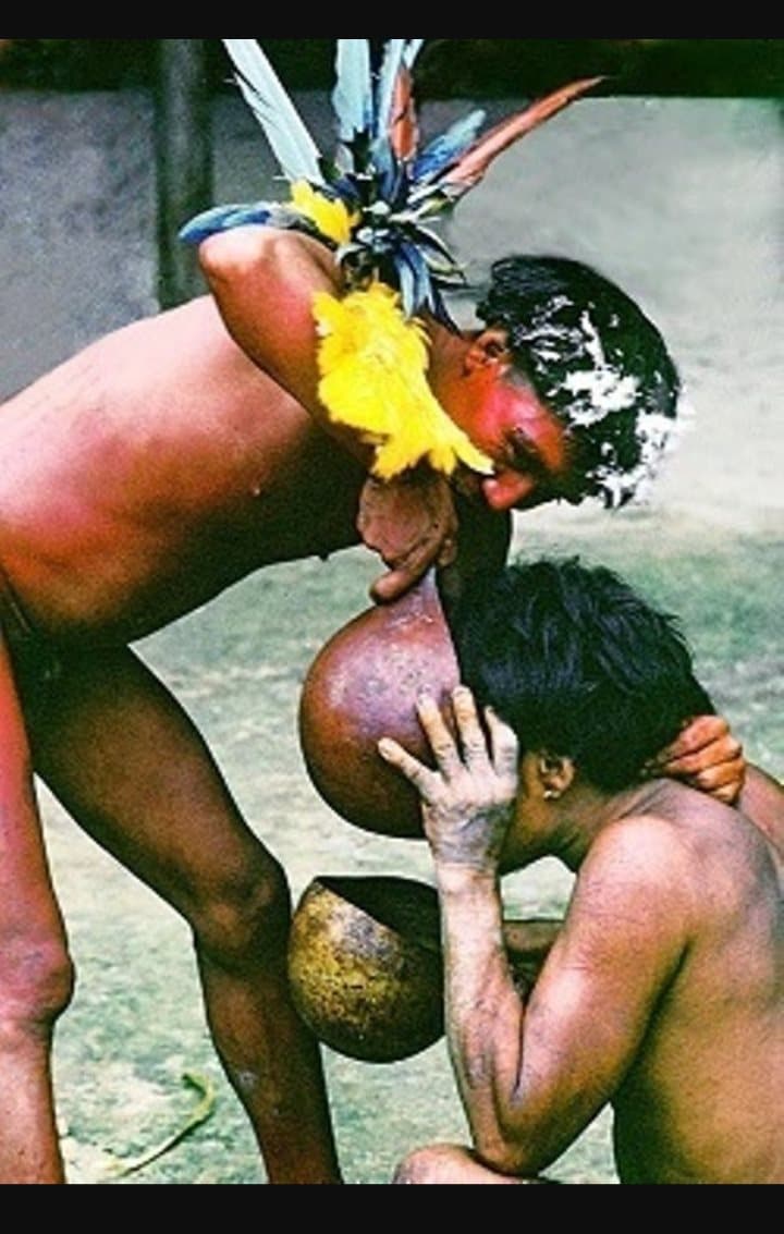 Yanomami people drinking soup of dead body. (Credits: Bencourage Odey II, Facebook)