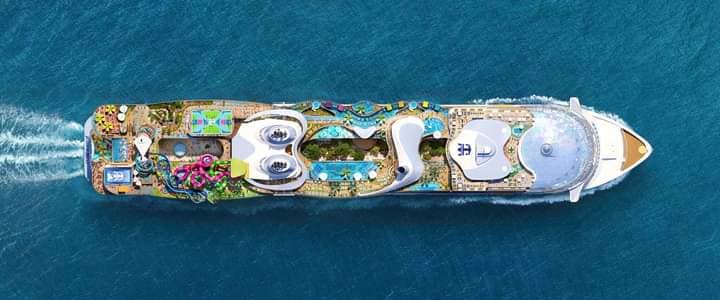 Drone shot view of Icon of the Seas, world's largest cruise ship. (Credits: Routh Gar, Facebook)