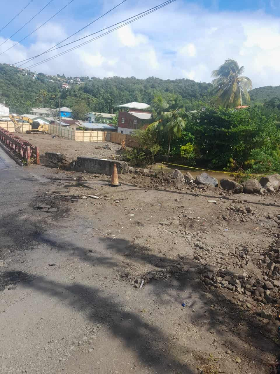 Reconstruction work commenced at Anse La Raye Bridge. (Credits: Government of Saint Lucia, Facebook)