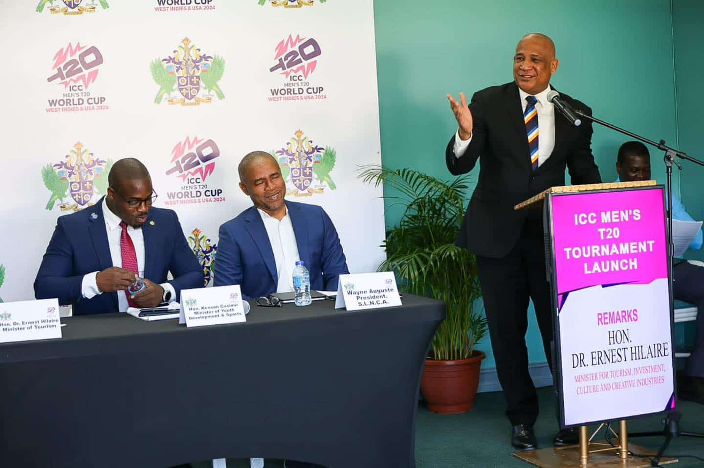 Glimpses of T20 Men's World Cup 2024 launch. (Credits: Ernest Hilaire, Facebook)