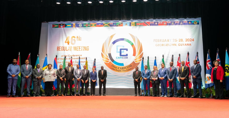 The heads of government of Caribbean nations in CARICOM meeting. (Credits: President Irfaan Ali, Facebook)