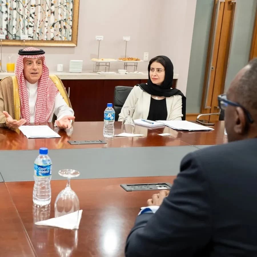 PM Pierre and Minister Jubeir clicking pictures after a productive meeting. (Credits: Philip J Pierre, Facebook)