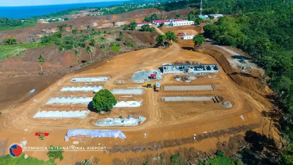 Ongoing work at Dominica International Airport. PC: Facebook