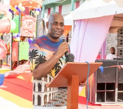 PM Roosevelt Skerrit attends the opening ceremony of new playground in Penville community. Picture Credits: Fb accounts